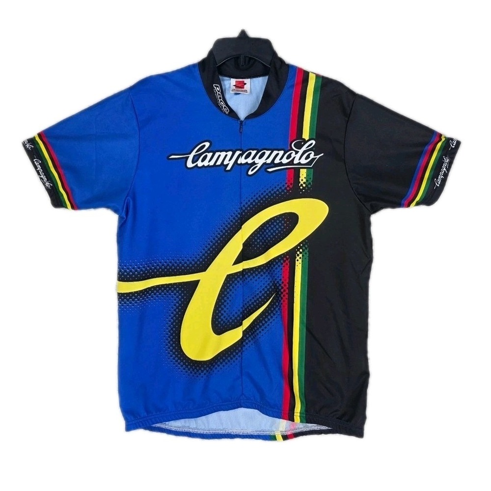 Pace Sportswear Campagnolo Mens L Cycling Jersey Blue Black Short Sleeve
